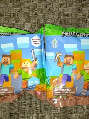 Two New with Tags in Bag, Minecraft Flocked Blind Figure in Display - Stampers
